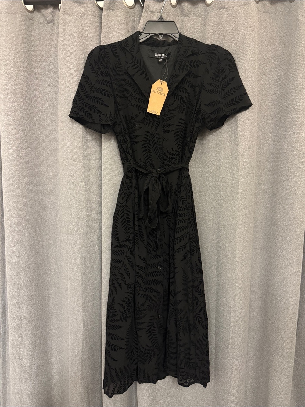 Disturbia Lunafern Pointed Belted Midi Shirt Dress